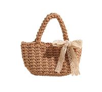 Estati Paglia Borsa Da Spiaggia Per Le Donne Intrecciate A Mano Toted Frizioni Top Handle Borsa Regali Toted Borse Per Le Donne, cachi, One Size