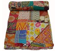 Estationeryhouse Copriletto indiano vintage patchwork Kantha fatto a mano copriletto reversibile in tessuto di cotone BOHEMIAN trapunta king size 228,6 x 274,3 cm