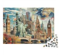Estatua Libertad Rompecabezas 1000 Piezas Con Colores Vibrantes Puzzle Terapia De Arte Para Pasatiempos En Casa Como Cita En Casa 38x26cm/1000pcs