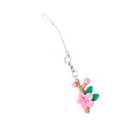 ESTCNK Accessori per telefono Ciondolo a forma di ramo di fiore portachiavi per telefono portachiavi da appendere al telefono Bel portachiavi per le donne, Rosso rosato, As show