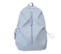 ESTCNK Borsa da scuola in tinta unita con tasche con coulisse Zaino in nylon di grande capacità per studenti borsa libro per donne e uomini, Blu, L