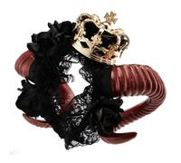 ESTCNK Cerchietto per capelli gotico realistico con corno del diavolo in pizzo per feste in maschera