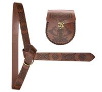 ESTCNK Cintura medievale vintage con tasca portamonete per Halloween e cosplay, Marrone C, As detailed description