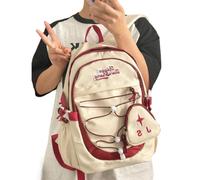 ESTCNK Coreano Contrasto Colore Nylon Zaino per la Scuola Viaggio Zaino di Viaggio con Coin Purse, Bianco