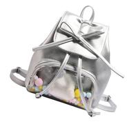 ESTCNK Donne Scuola Ragazza Fiocco Piccolo Zaino Giapponese Trasparente Itabag Borsa Scuola, Argento