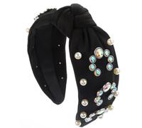 ESTCNK Fascia per capelli annodata da donna, elegante, con borchie di cristallo, ampia fascia per capelli con teschi alti