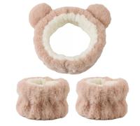 ESTCNK Orso Orecchio Peluche Wristband Fascia Lavaggio Viso Ragazza Assorbente Hairband per Doccia