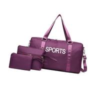 ESTCNK Set di 3 pratiche borse da viaggio in nylon con stampa di lettere alla moda borsa a tracolla di grande capacità per lavoro e casual, Viola