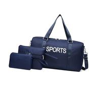 ESTCNK Set di 3 pratiche borse da viaggio in nylon con stampa di lettere alla moda borsa a tracolla di grande capacità per lavoro e casual, Blu