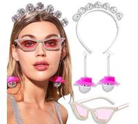 ESTCNK Set di orecchini a fascia con sfera da discoteca e occhiali da sole, design unico e alla moda, per donne