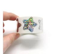 ESTDKMNOS Adesivi con timbro a secco, Embosser Stickers Cuore Stella Multicolor Confezione Da 100-500 Pz(035-(9)-100pcs)