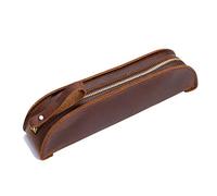 ESTDKMNOS Astuccio per matite in pelle vintage, Astuccio for penne e matite in pelle con cerniera Multicolor 215x45x50mm(Brown)