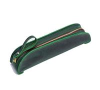 ESTDKMNOS Astuccio per matite in pelle vintage, Astuccio for penne e matite in pelle con cerniera Multicolor 215x45x50mm(Dark Green)
