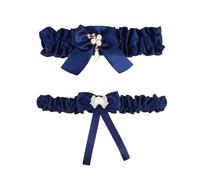 ESTDKMNOS cinturino di calze, 2 Pcs Multicolor Pearl Bride Garters 17x3.5x1cm(Dark Blue)