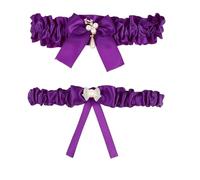ESTDKMNOS cinturino di calze, 2 Pcs Multicolor Pearl Bride Garters 17x3.5x1cm(Purple)