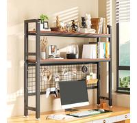 ESTDKMNOS Libreria da scrivania regolabile, Libreria da scrivania Bianco Nero, 2 Ripiani/3 Ripiani, 55-115 cm(Black,3-Tier 95cm(37.4in))