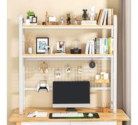 ESTDKMNOS Libreria da scrivania regolabile, Libreria da scrivania Bianco Nero, 2 Ripiani/3 Ripiani, 55-115 cm(White,3-Tier 95cm(37.4in))