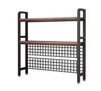 ESTDKMNOS Libreria da scrivania regolabile, Libreria da tavolo a 2 livelli regolabile in bianco nero, dimensioni multiple(Black,95 * 20 * 98cm)