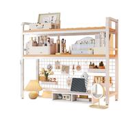 ESTDKMNOS Libreria da scrivania regolabile, Libreria da tavolo a 2 livelli regolabile in bianco nero, dimensioni multiple(White,95 * 20 * 98cm)