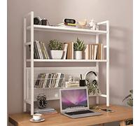 ESTDKMNOS Libreria da scrivania regolabile, Libreria da tavolo in metallo a 2 livelli con pannello perforato multicolore, dimensioni multiple(White,95 * 22 * 98cm)