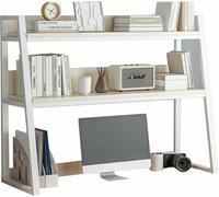 ESTDKMNOS Libreria da scrivania regolabile, Libreria da tavolo in metallo a 2 livelli in stile scala bianca, dimensioni multiple(45.2X12X35in)