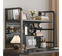 ESTDKMNOS Libreria da scrivania regolabile, Organizer da scaffale for computer da scrivania in metallo con pannello forato nero, dimensioni multiple(75x20x68cm)