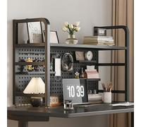 ESTDKMNOS Libreria da scrivania regolabile, Organizer da scaffale for computer da scrivania in metallo con pannello forato nero, dimensioni multiple(95x20x68cm)