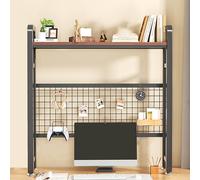 ESTDKMNOS Libreria da scrivania regolabile, Organizer da scaffale for scrivania, 2 livelli, 3 livelli, nero, bianco, dimensioni multiple(Black,2-Tier 75cm(29.5in))