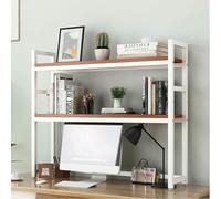 ESTDKMNOS Libreria da scrivania regolabile, Organizzatore for libreria da tavolo a 2 livelli for ufficio domestico, bianco e nero, 55-135 cm(White 4,135cm)