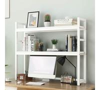 ESTDKMNOS Libreria da scrivania regolabile, Organizzatore for libreria da tavolo a 2 livelli for ufficio domestico, bianco e nero, 55-135 cm(White 1,75cm)
