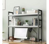 ESTDKMNOS Libreria da scrivania regolabile, Organizzatore for libreria da tavolo a 2 livelli for ufficio domestico, bianco e nero, 55-135 cm(Black 1,55cm)