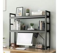 ESTDKMNOS Libreria da scrivania regolabile, Organizzatore for libreria da tavolo a 2 livelli for ufficio domestico, bianco e nero, 55-135 cm(Black 2,55cm)
