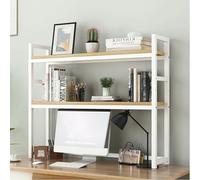 ESTDKMNOS Libreria da scrivania regolabile, Organizzatore for libreria da tavolo a 2 livelli for ufficio domestico, bianco e nero, 55-135 cm(White 3,115cm)