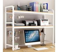 ESTDKMNOS Libreria da scrivania regolabile, Scaffale da scrivania a 2 livelli con struttura in acciaio e pannello in MDF, multicolore, 75-115x30x98 cm(C,75X30X98cm)