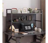 ESTDKMNOS Libreria da scrivania regolabile, Scaffale for libreria da tavolo a 2/3 livelli con pannello perforato, nero, bianco, dimensioni multiple(Black,115 * 20 * 68cm)