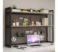 ESTDKMNOS Libreria da scrivania regolabile, Scaffale for libreria da tavolo a 2 livelli for scrivania del computer in diverse dimensioni bianche e nere(Black B,75x24x89cm(30x9x35inch))