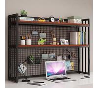 ESTDKMNOS Libreria da scrivania regolabile, Scaffale for libreria da tavolo a 2 livelli for scrivania del computer in diverse dimensioni bianche e nere(Black C,55x24x89cm(22x9x35inch))