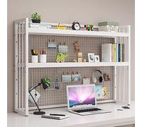 ESTDKMNOS Libreria da scrivania regolabile, Scaffale for libreria da tavolo a 2 livelli for scrivania del computer in diverse dimensioni bianche e nere(White a,75x24x89cm(30x9x35inch))