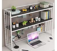 ESTDKMNOS Libreria da scrivania regolabile, Scaffale for libreria da tavolo a 2 livelli for scrivania del computer in diverse dimensioni bianche e nere(White D,95x24x89cm(37x9x35inch))