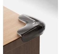 ESTDKMNOS Protezione degli Angoli dei mobili, Protezioni angolari morbide Strisce adesive in Gomma for caminetto Tavolo da Camino Bianco Nero 4-20 Pezzi(Black,16pcs)