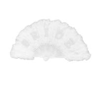 ESTDKMNOS Ventaglio pieghevole vintage con piume, Ventaglio pieghevole da sposa in piume con design di perle finte for decorazioni nuziali for addio al nubilato bianco