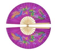 ESTDKMNOS ventilatore pieghevole, Confezione da 2 ventagli pieghevoli in tessuto di nylon da 33 cm, decorazioni for matrimoni, Kung Fu Tai Chi, danza cosplay(1 right 1 left fan)