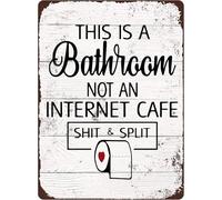 Este es un cibercafé de Bathrooman, mierda y división, letrero de hojalata de aluminio vintage, letreros para puerta, exterior, casa, cueva, garaje, bar, cartel campestre, club, placa de pared decora