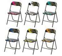 Este Set 6 Sedia pieghevole, richiudibile e salvaspazio, 44x45x78cm, decoro camouflage