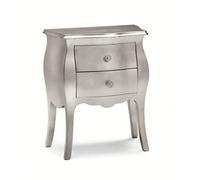 EsteaMobili - Comodino in Legno BOMBATO in Foglia Argento L 49 P 29 H 61-1252