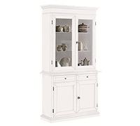 EsteaMobili - CRISTALLIERA VETRINA 2 Porte 2 CASSETTI CREDENZA + Alzata col Bianco Opaco - Legno - codluis 304-304F - Come Foto
