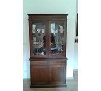 EsteaMobili - Mobile CREDENZA Legno 2 Ante con VETRINA Arte POVERA Colore Noce - FK-8Y0Q-JSQG
