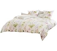 Estella - Biancheria da letto double face in raso, 100% cotone, verde, 135 x 200 cm + 80 x 80 cm