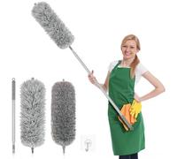 Estensibile con asta telescopica in acciaio inox, in microfibra, con scopa angolare pieghevole, lavabile, scopa angolare pieghevole, extra lunga, 75 - 250 cm