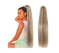 Estensione Coda Cavallo Extension for capelli umani Remy, 16-26 pollici, lisce, con coulisse, coda di cavallo, P8/613, riflessi biondo decolorato Estensione Capelli(26inches)